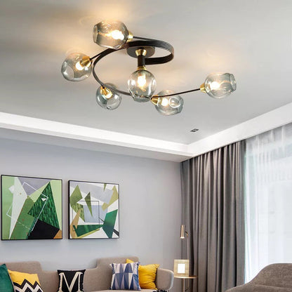 Lampa sufitowa Valentina, szklana, czarno-złota, do jadalni 3