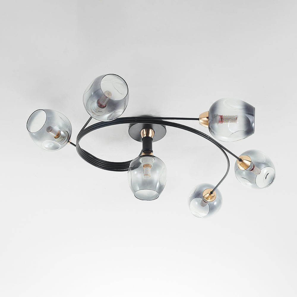 Lampa sufitowa Valentina, szklana, czarno-złota, do jadalni 30