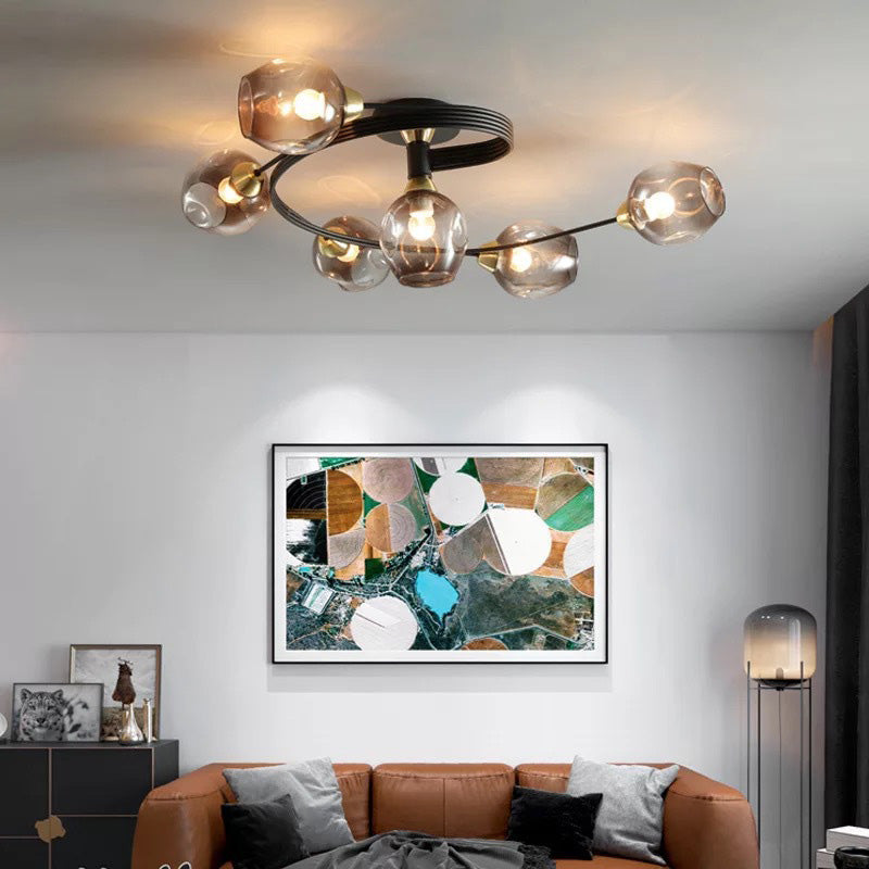 Lampa sufitowa Valentina, szklana, czarno-złota, do jadalni 4
