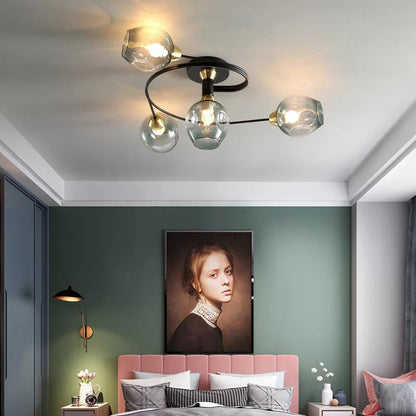 Lampa sufitowa Valentina, szklana, czarno-złota, do jadalni 6