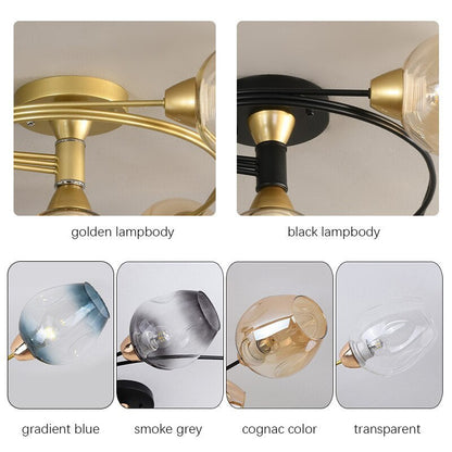 Lampa sufitowa Valentina, szklana, czarno-złota, do jadalni 8