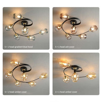 Lampa sufitowa Valentina, szklana, czarno-złota, do jadalni 9