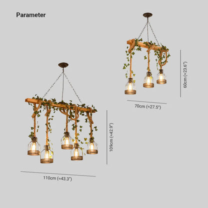 Lampa wisząca Epoch w stylu vintage z drewnianą belką, 3/5 punktów świetlnych 4