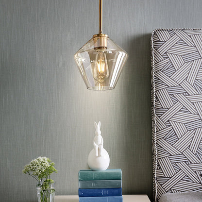 Lampa wisząca June, szklana, przezroczysta/bursztynowa, kształt diamentu 3