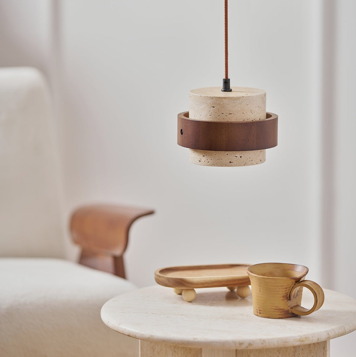 Lampa wisząca Perra z trawertynu 28