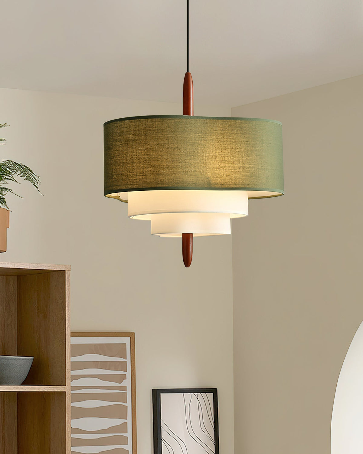 Lampa wisząca z tkaniny Ophel Green 10