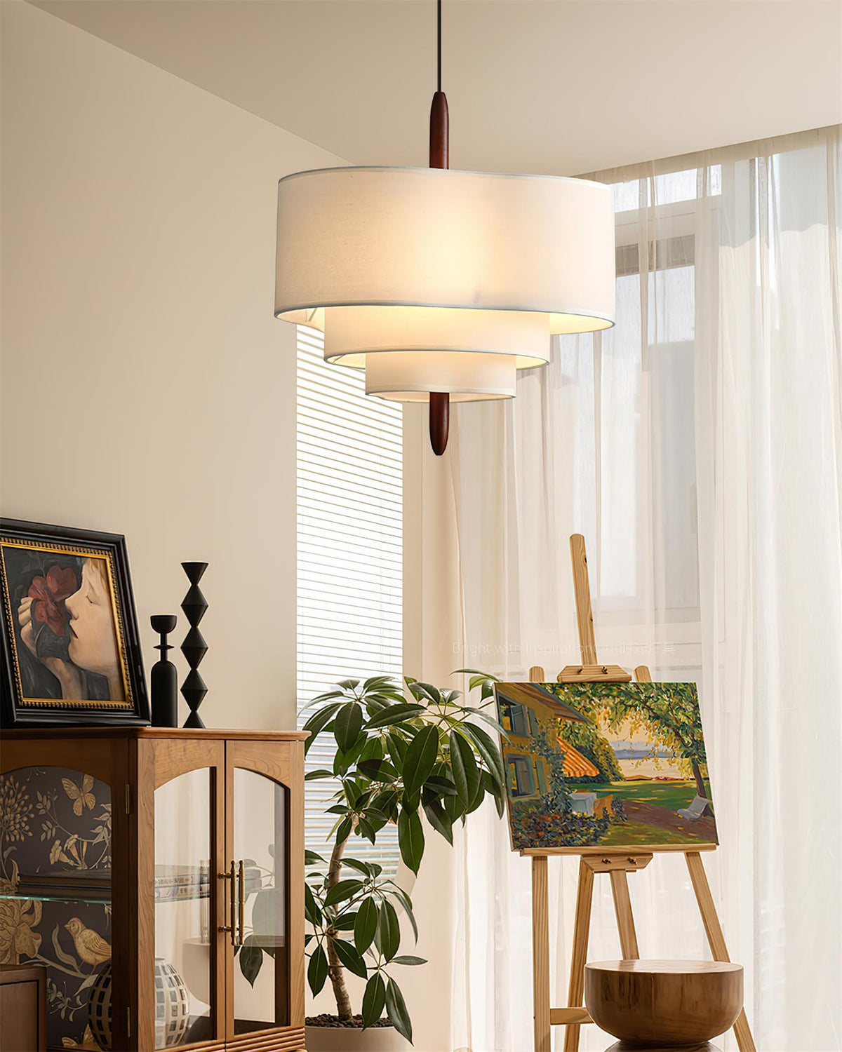 Lampa wisząca z tkaniny Ophel Green 11