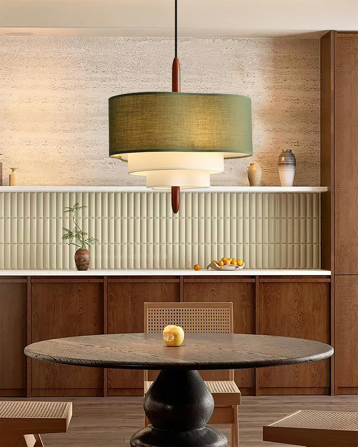 Lampa wisząca z tkaniny Ophel Green 3
