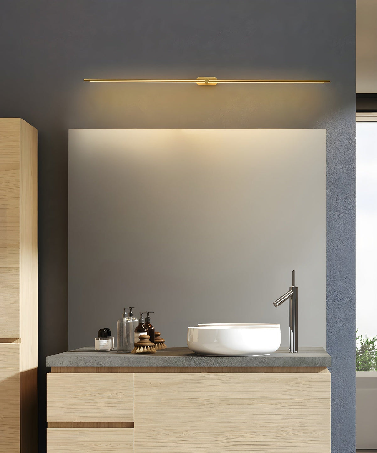 Minimalistyczna liniowa lampa ścienna Flano z akumulatorem 11