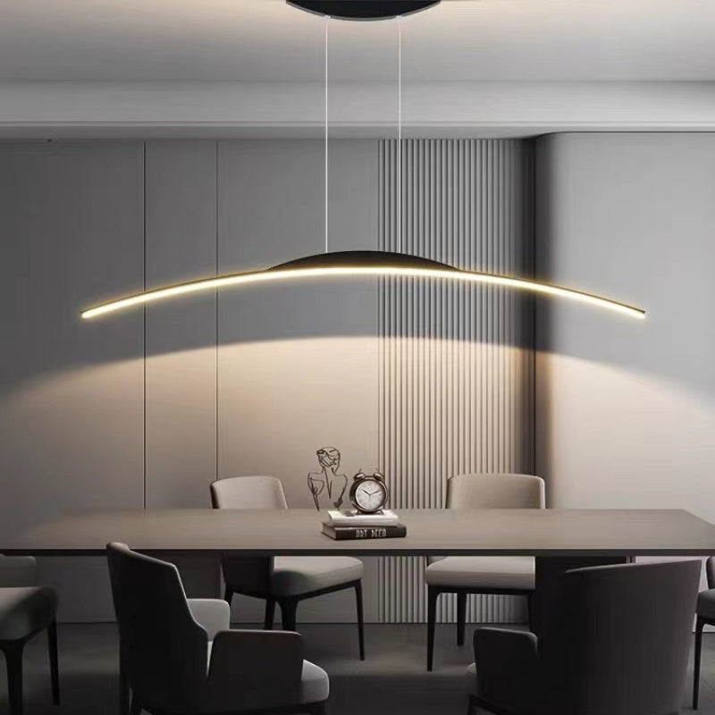 Minimalistyczna liniowa lampa wisząca Floa z metalu i pilotem 2
