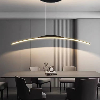 Minimalistyczna liniowa lampa wisząca Floa z metalu i pilotem 2