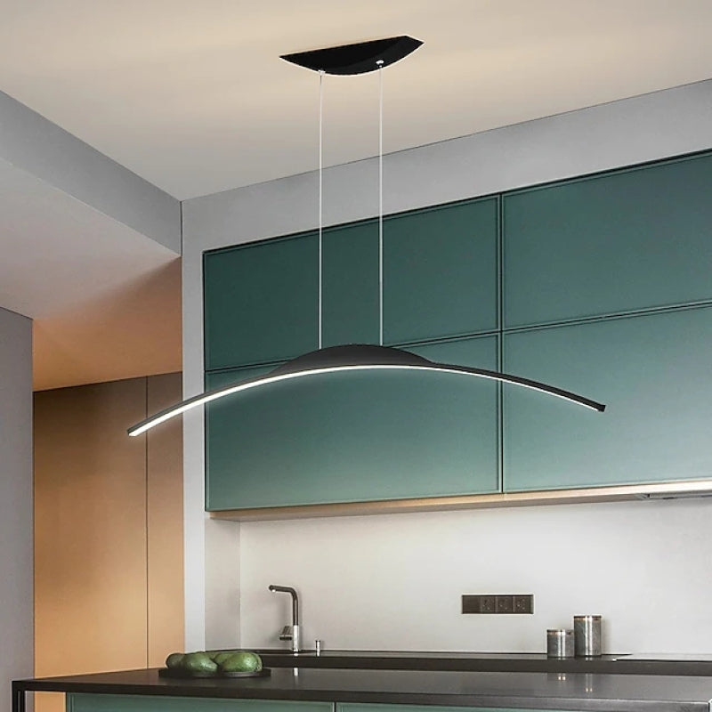 Minimalistyczna liniowa lampa wisząca Floa z metalu i pilotem 4
