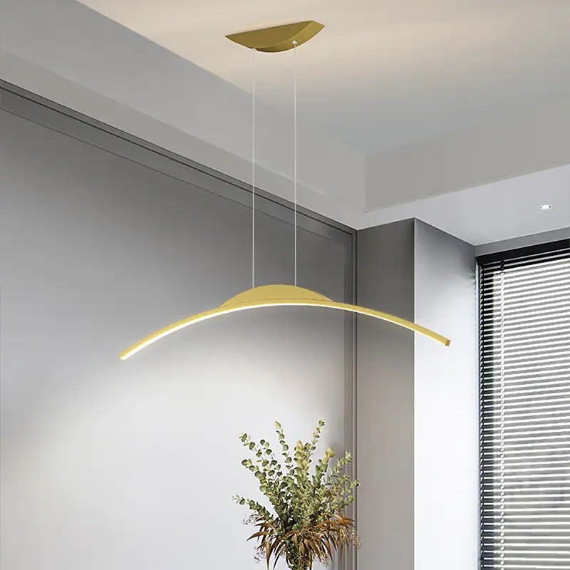 Minimalistyczna liniowa lampa wisząca Floa z metalu i pilotem 6