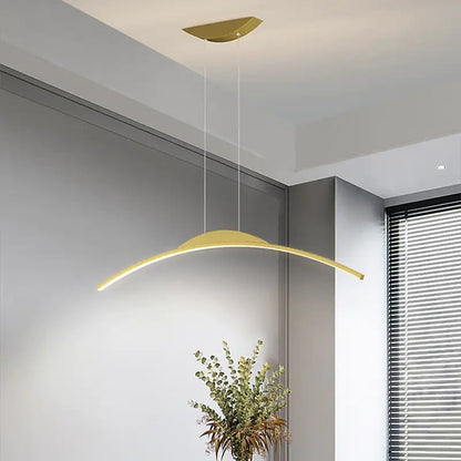 Minimalistyczna liniowa lampa wisząca Floa z metalu i pilotem 6