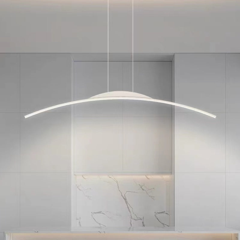 Minimalistyczna liniowa lampa wisząca Floa z metalu i pilotem 8