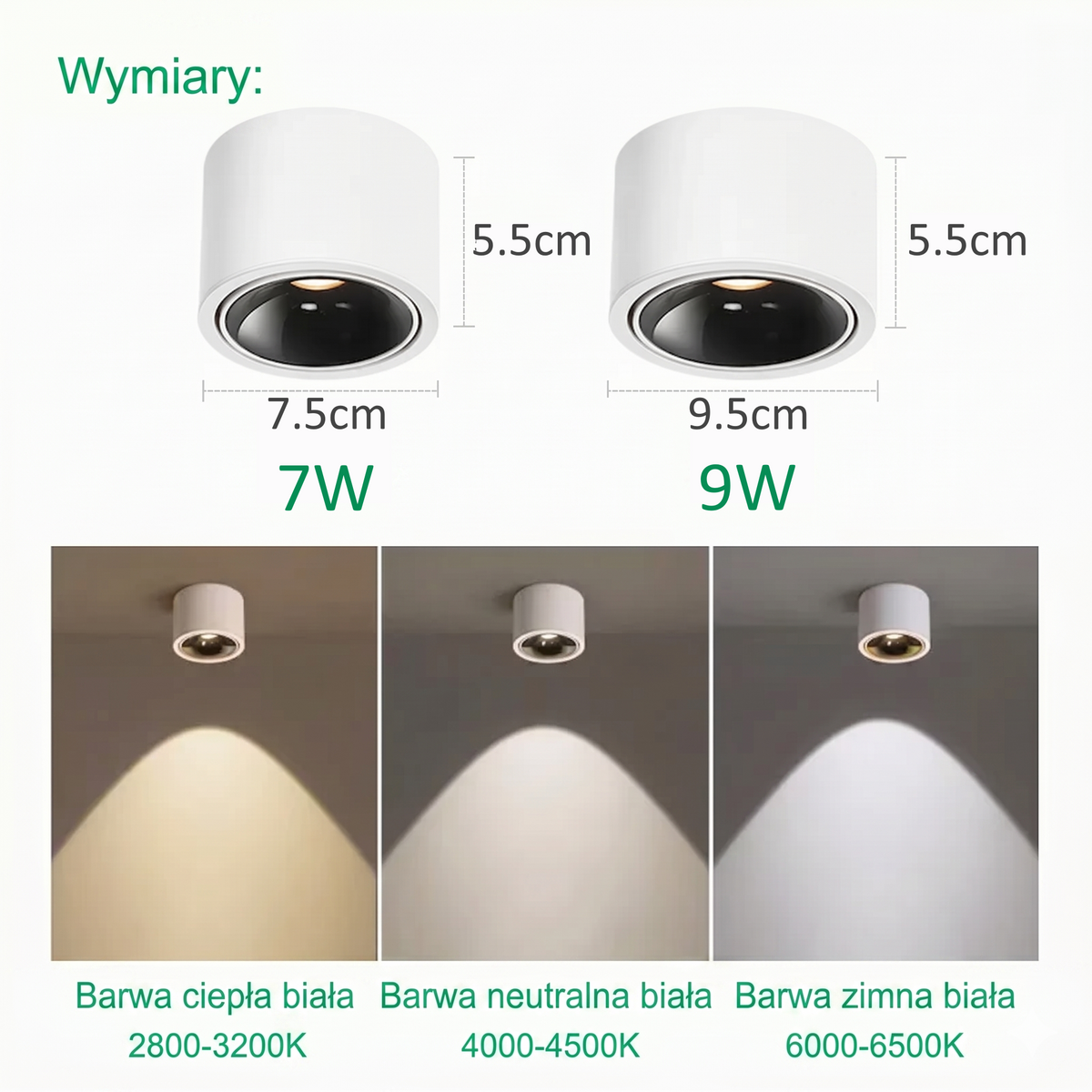 Lampa sufitowa LED natynkowa – regulowany spot, nowoczesne oświetlenie punktowe