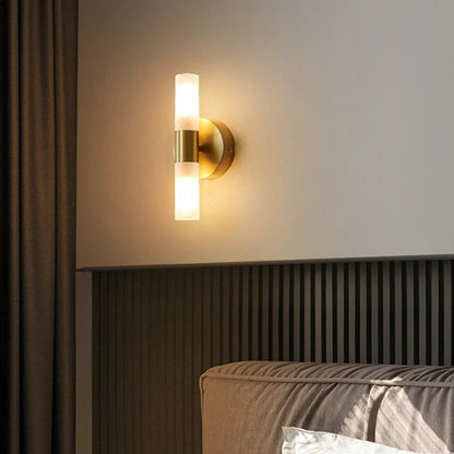 Nowoczesna cylindryczna metalowa lampa ścienna LED Arisha, złota 17