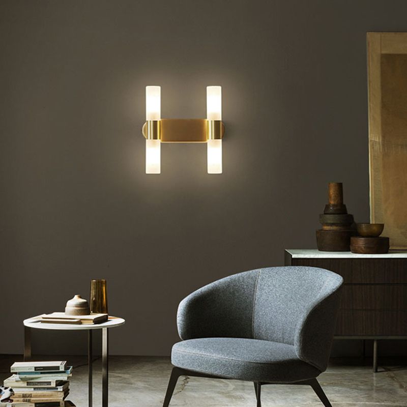 Nowoczesna cylindryczna metalowa lampa ścienna LED Arisha, złota 4