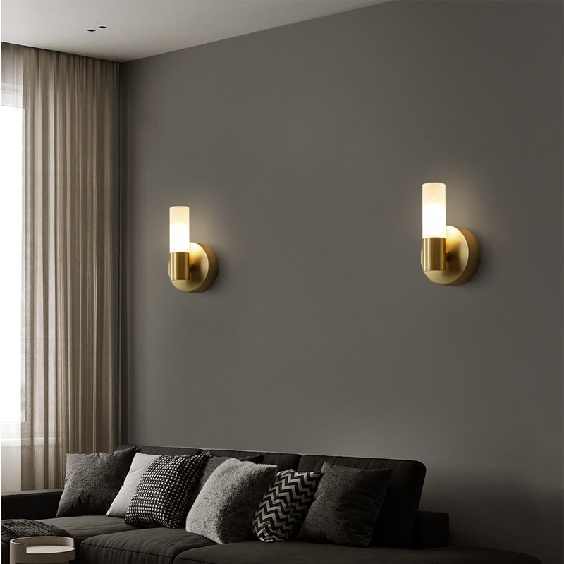 Nowoczesna cylindryczna metalowa lampa ścienna LED Arisha, złota 8