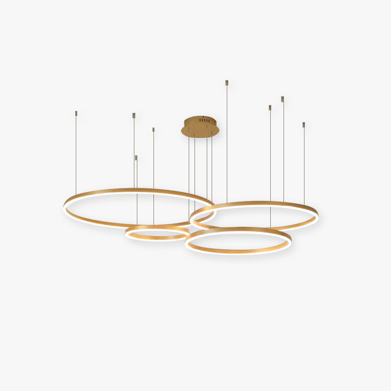 Nowoczesna lampa wisząca Remi z pierścieniami – metalowa, czarna/złota/kawa 1