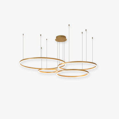 Nowoczesna lampa wisząca Remi z pierścieniami – metalowa, czarna/złota/kawa 1
