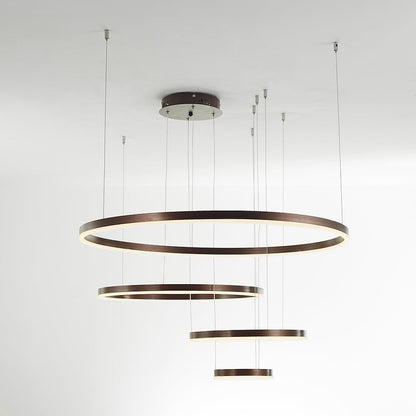 Nowoczesna lampa wisząca Remi z pierścieniami – metalowa, czarna/złota/kawa 35