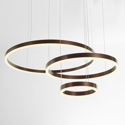 Nowoczesna lampa wisząca Remi z pierścieniami – metalowa, czarna/złota/kawa 36