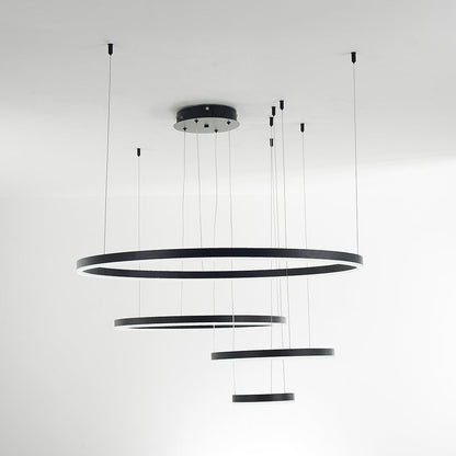 Nowoczesna lampa wisząca Remi z pierścieniami – metalowa, czarna/złota/kawa 38