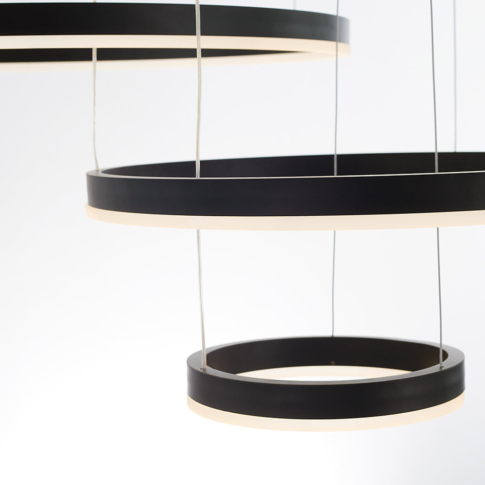 Nowoczesna lampa wisząca Remi z pierścieniami – metalowa, czarna/złota/kawa 39