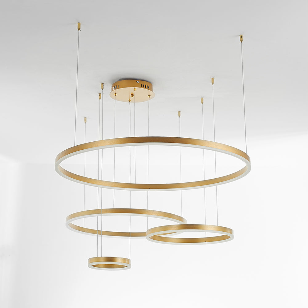Nowoczesna lampa wisząca Remi z pierścieniami – metalowa, czarna/złota/kawa 40