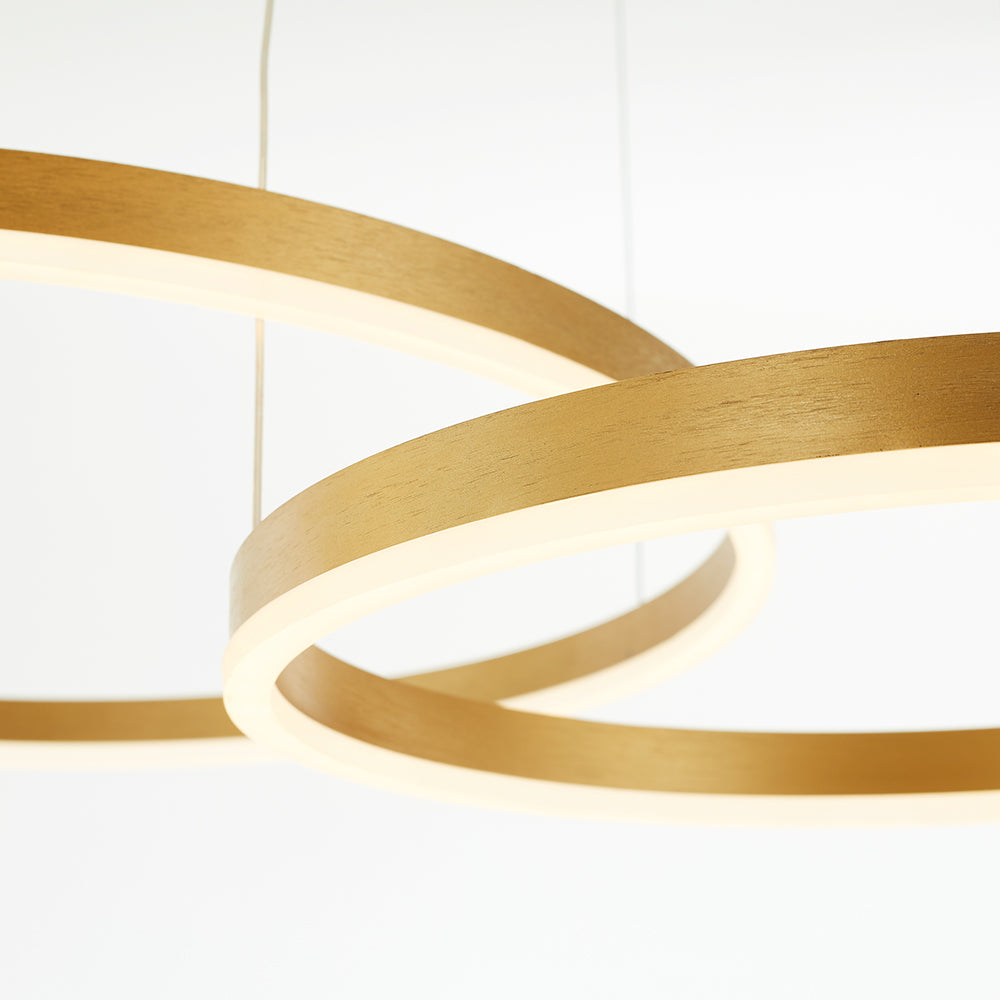 Nowoczesna lampa wisząca Remi z pierścieniami – metalowa, czarna/złota/kawa 41