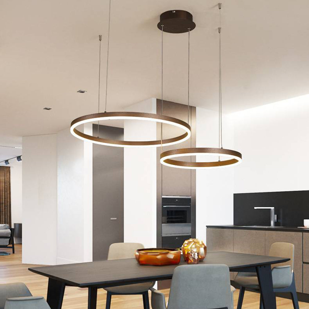 Nowoczesna lampa wisząca Remi z pierścieniami – metalowa, czarna/złota/kawa 52