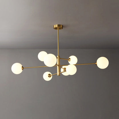 Nowoczesna lampa wisząca Truva Bubble. Miedź/Szkło. Czarny/Miedź. Salon 14