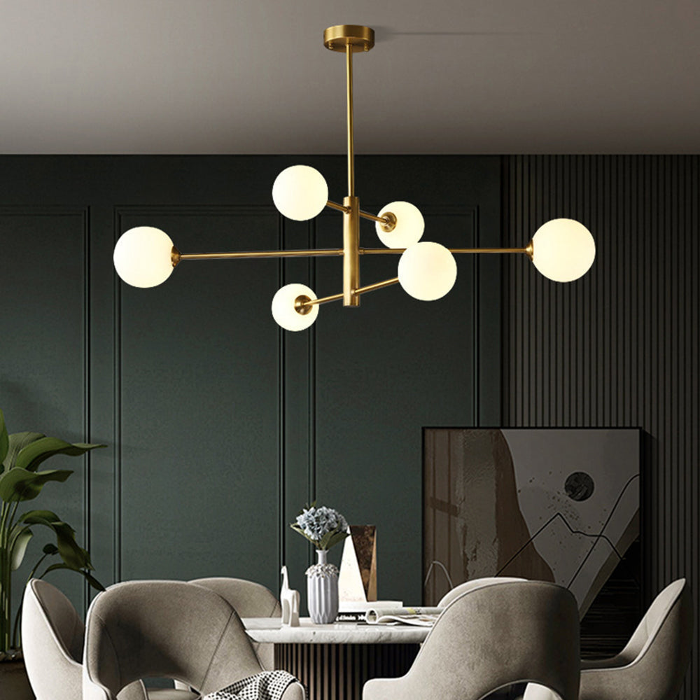 Nowoczesna lampa wisząca Truva Bubble. Miedź/Szkło. Czarny/Miedź. Salon 3