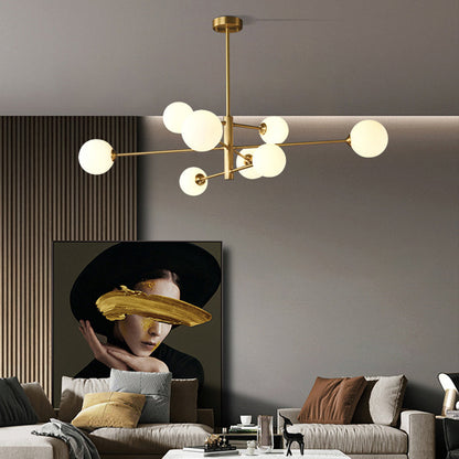 Nowoczesna lampa wisząca Truva Bubble. Miedź/Szkło. Czarny/Miedź. Salon 5