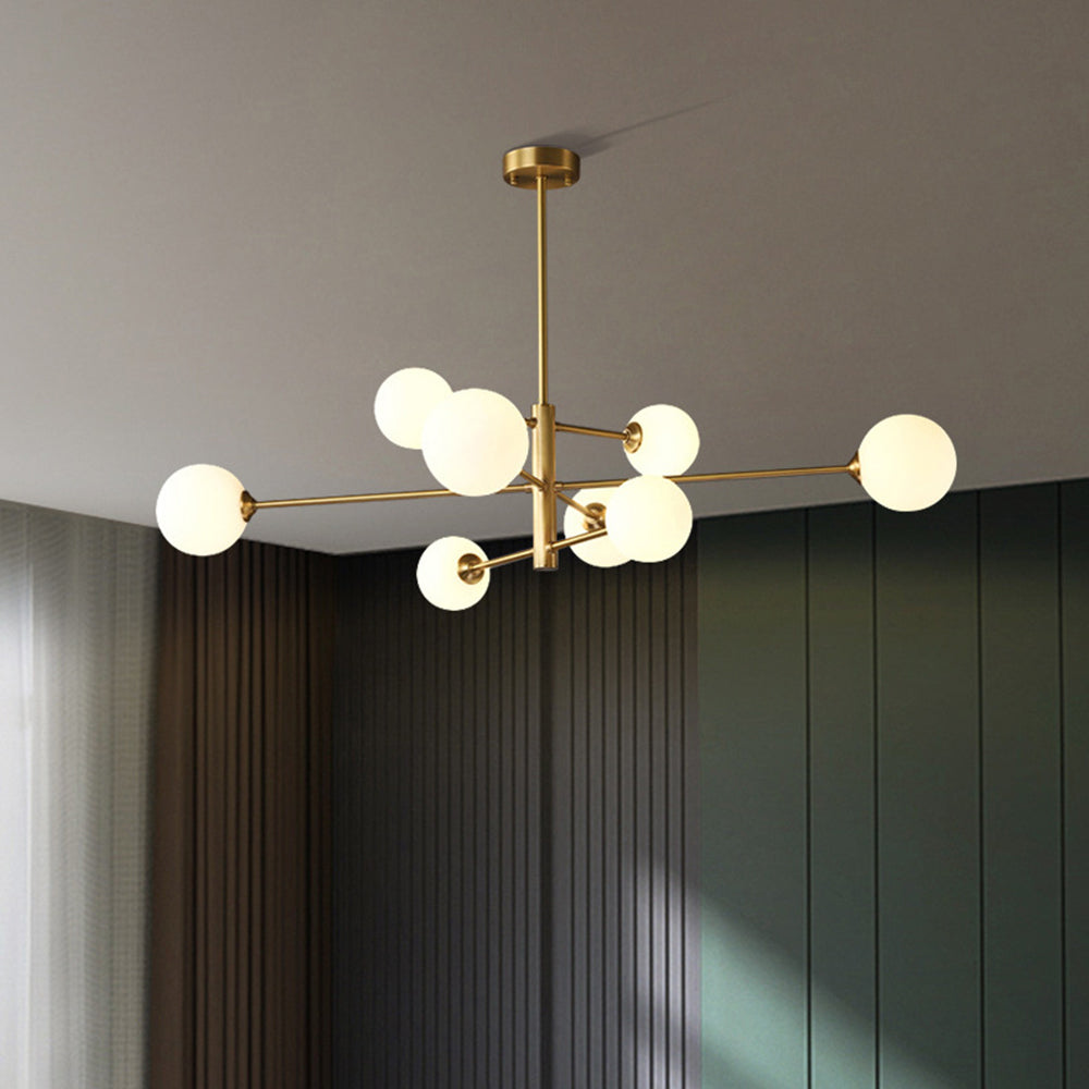 Nowoczesna lampa wisząca Truva Bubble. Miedź/Szkło. Czarny/Miedź. Salon 6