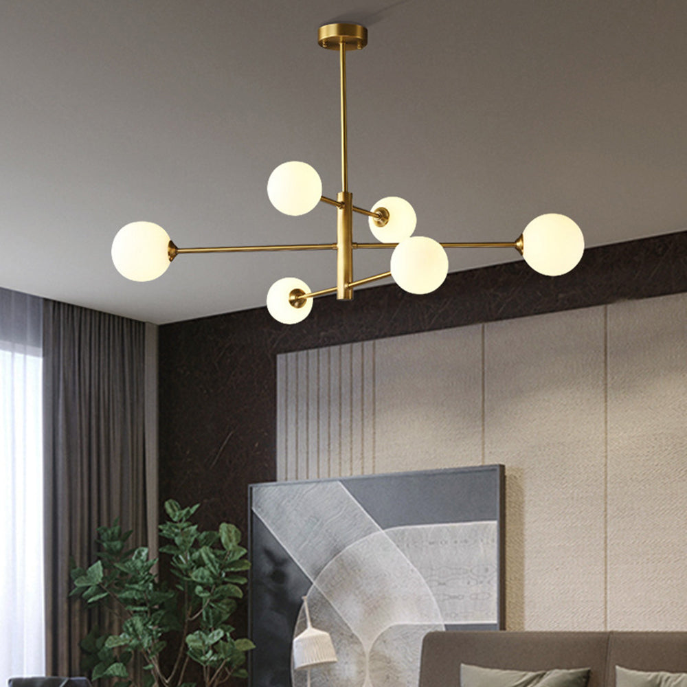 Nowoczesna lampa wisząca Truva Bubble. Miedź/Szkło. Czarny/Miedź. Salon 8