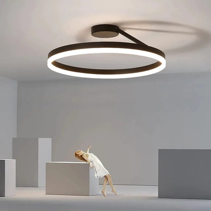 Nowoczesna okrągła lampa sufitowa Solen, czarno-biała 13