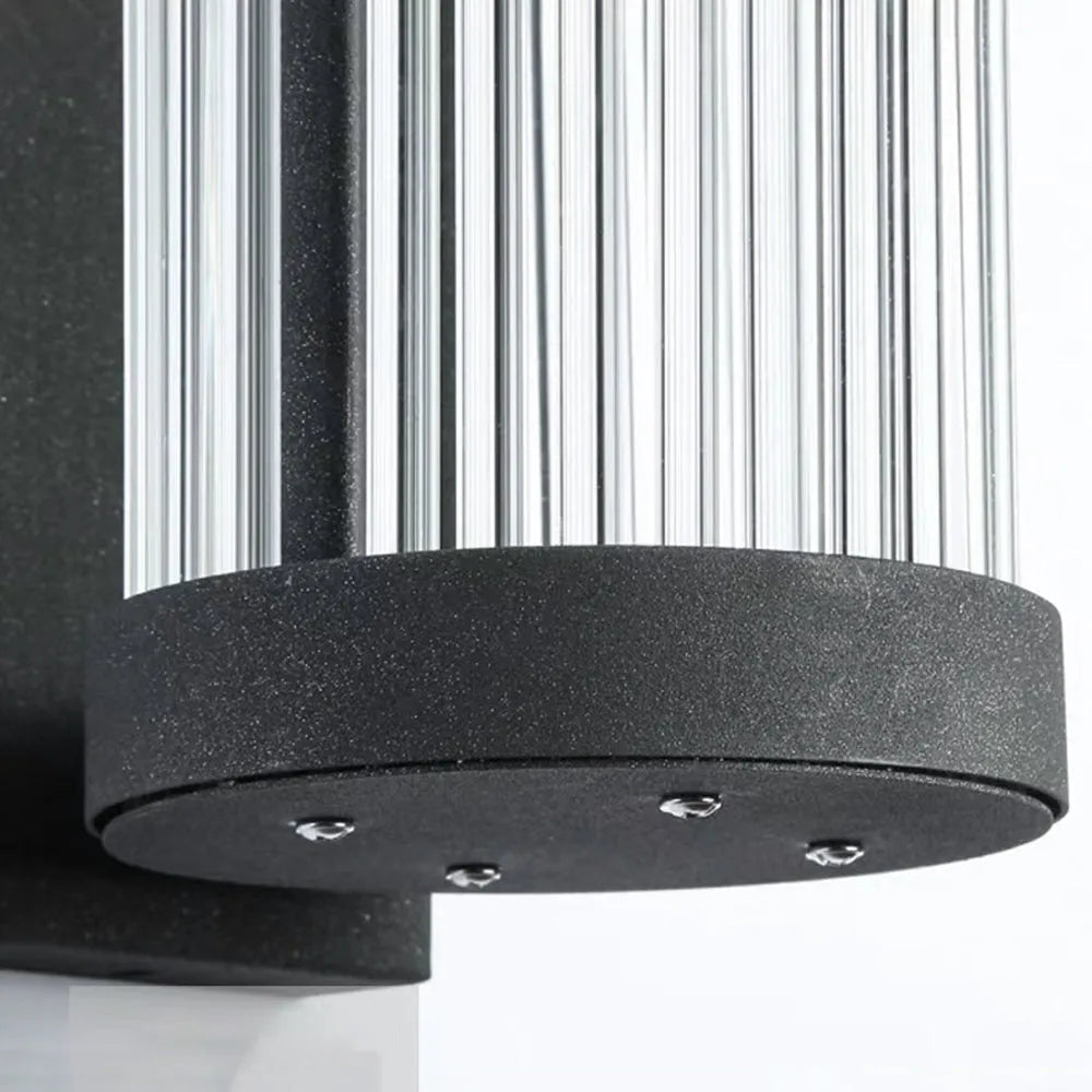 Nowoczesna półcylindryczna zewnętrzna lampa ścienna Yoru, metal/szkło, czarna 9