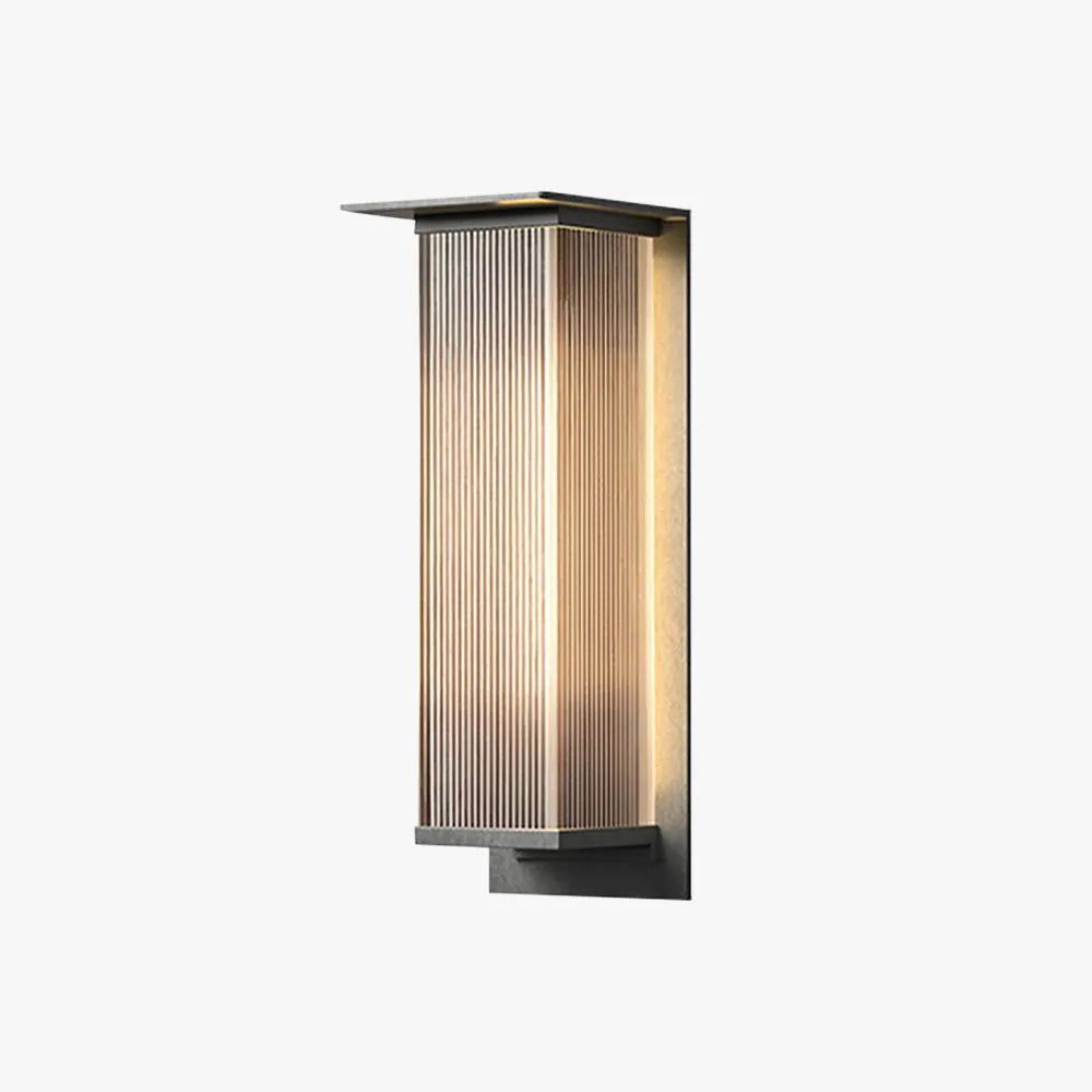Nowoczesna prostokątna metalowa lampa ścienna zewnętrzna Ray, czarna 11