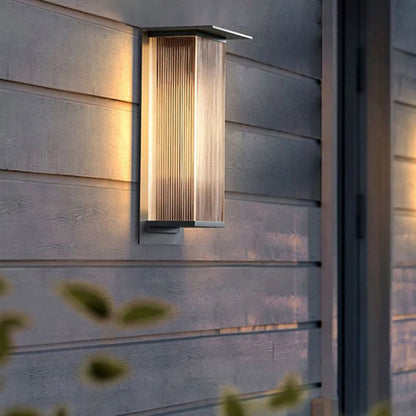 Nowoczesna prostokątna metalowa lampa ścienna zewnętrzna Ray, czarna 14