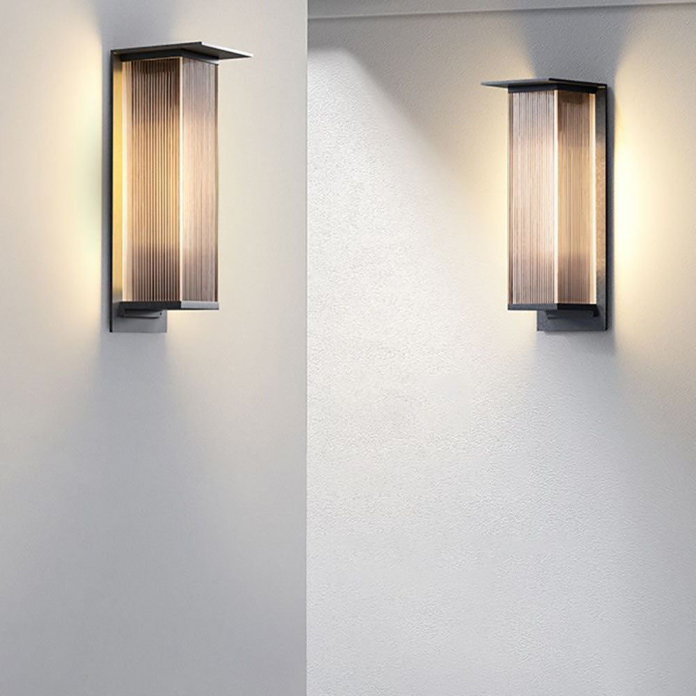 Nowoczesna prostokątna metalowa lampa ścienna zewnętrzna Ray, czarna 3