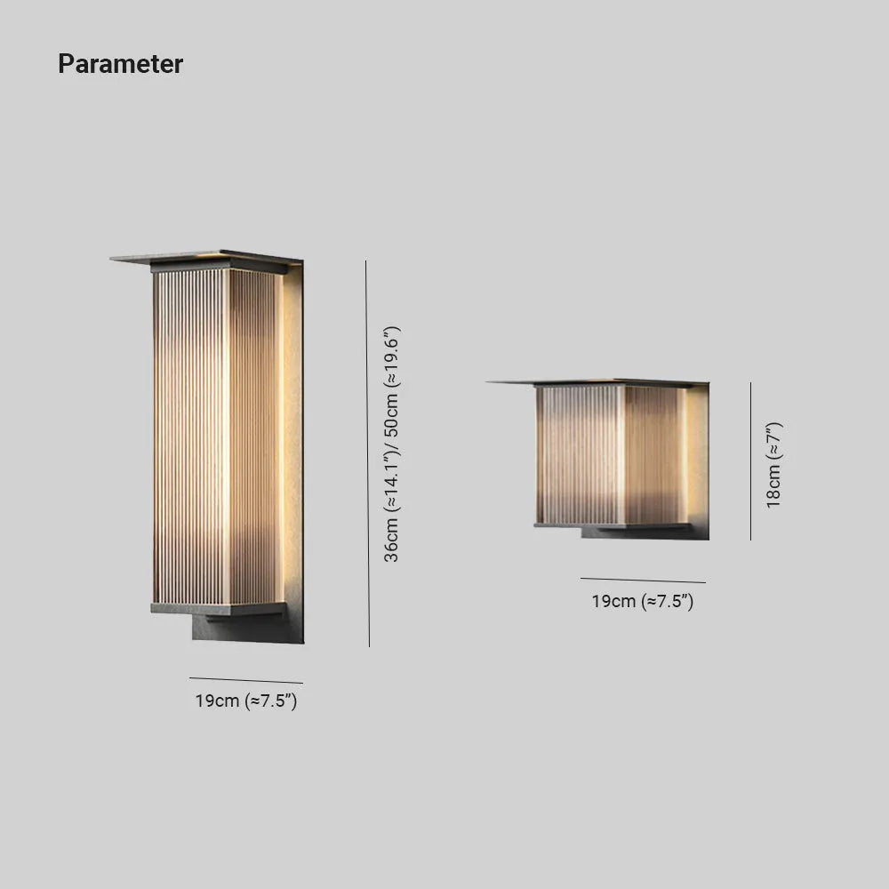 Nowoczesna prostokątna metalowa lampa ścienna zewnętrzna Ray, czarna 5