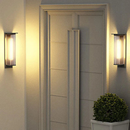 Nowoczesna prostokątna metalowa lampa ścienna zewnętrzna Ray, czarna 8