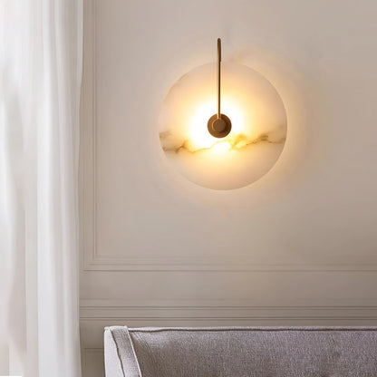 Okrągła lampa ścienna LED Kristy z alabastru 12