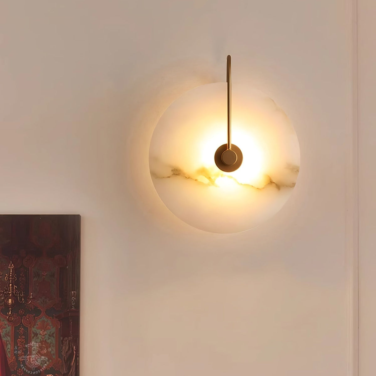 Okrągła lampa ścienna LED Kristy z alabastru 29