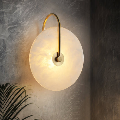 Okrągła lampa ścienna LED Kristy z alabastru 30