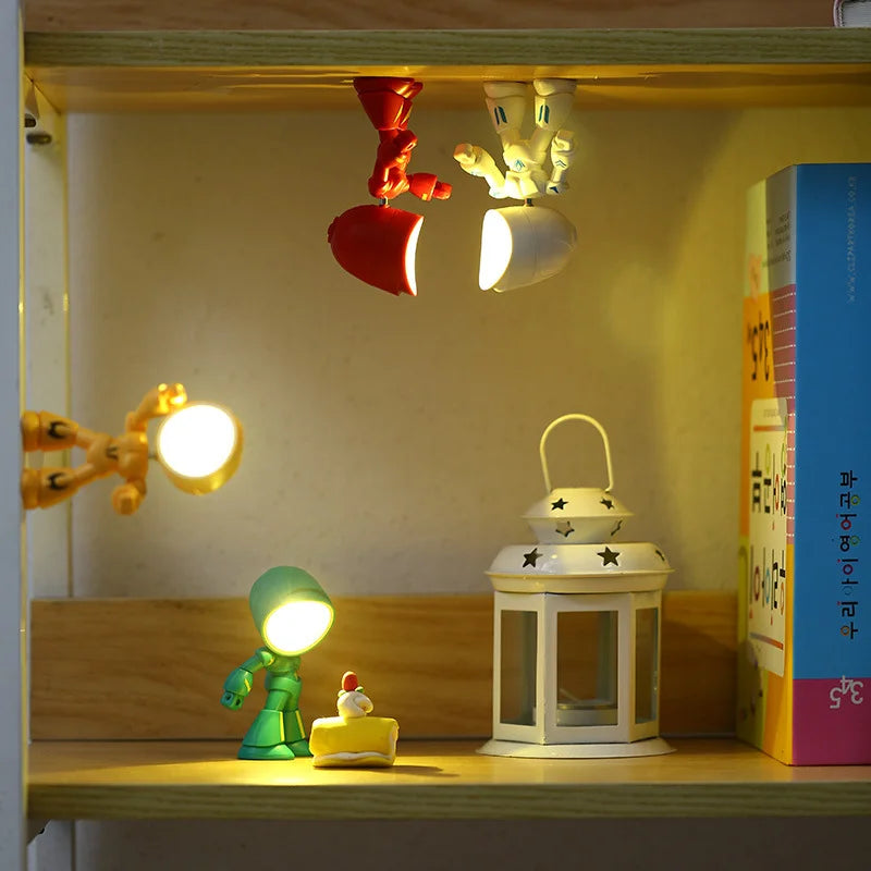Lampka LED w kształcie robota – figurka dekoracyjna z funkcją oświetlenia