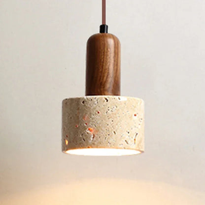 Lampa wisząca z naturalnego kamienia i drewna – nowoczesna lampa sufitowa do kuchni lub jadalni