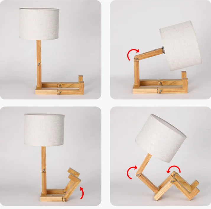 Designerska lampa stołowa drewniana – regulowana, nowoczesna forma drewniany robót